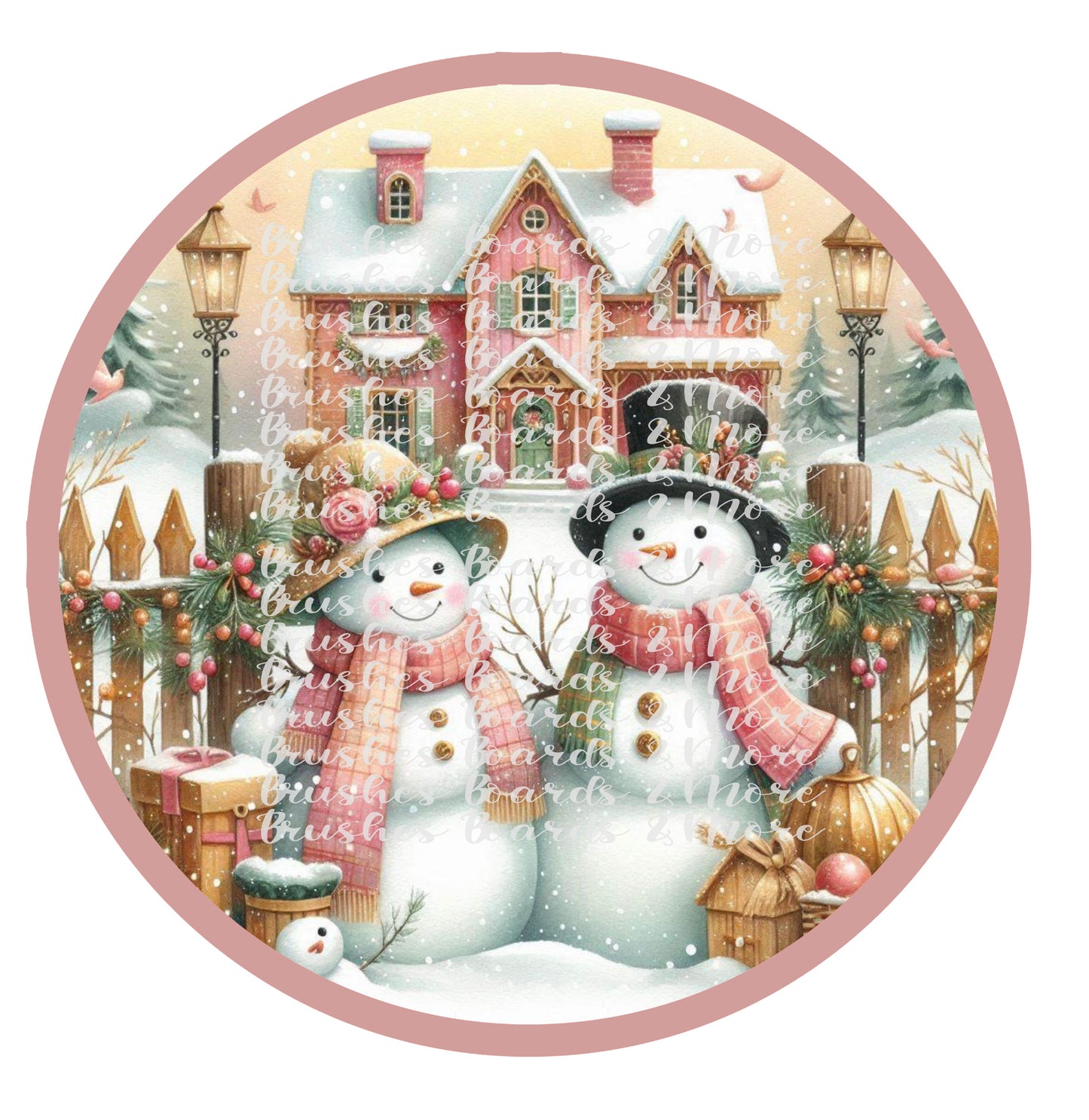 PINK AND GOLD SNOWMAN 2 DOOR PNG