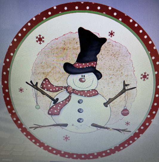 10" SNOWMAN WITH ORNAMENTS WREATH SIGN