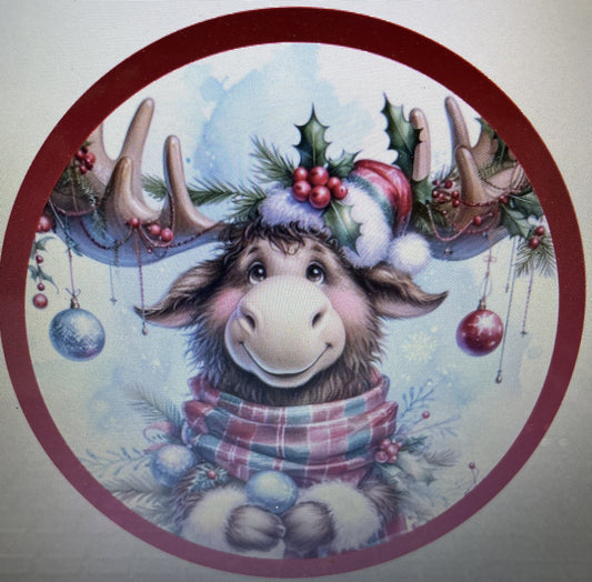 10" CHRISTMAS MOOSE WREATH SIGN