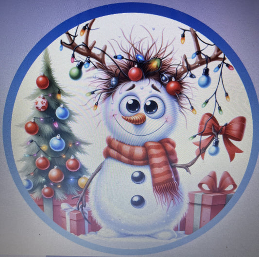 10" CRAZY SNOWMAN  WREATH SIGN