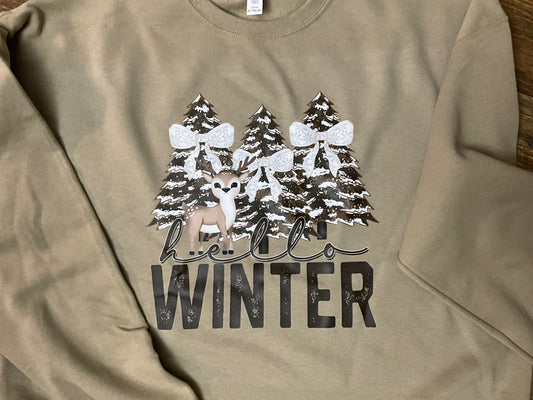 HELLO WINTER DEER  DTF SWEATSHIRT