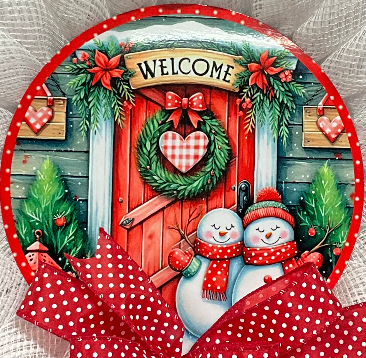 10” VALENTINE SNOWMAN WREATH SIGN