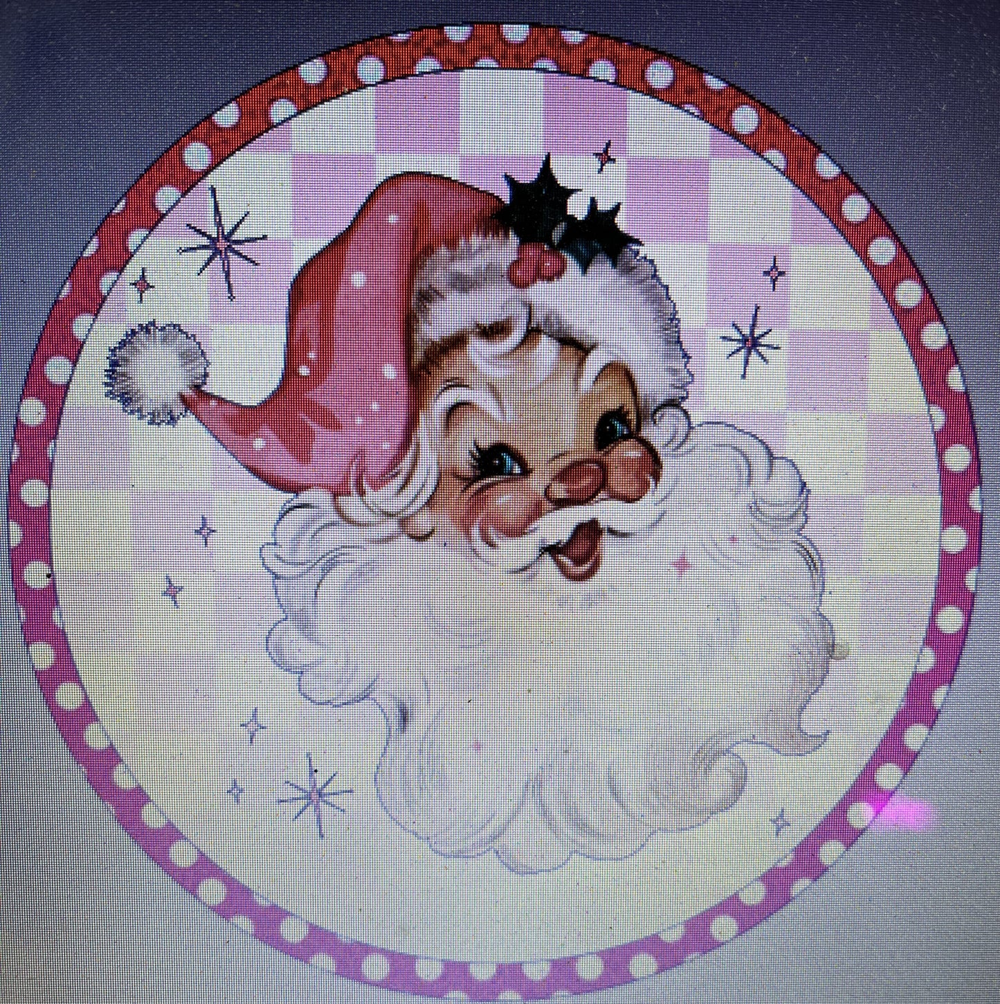 10" PINK SANTA WREATH SIGN