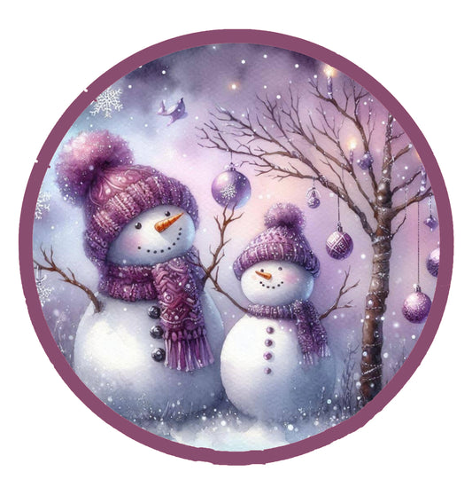 10” PURPLE SNOWMAN WREATH SIGN