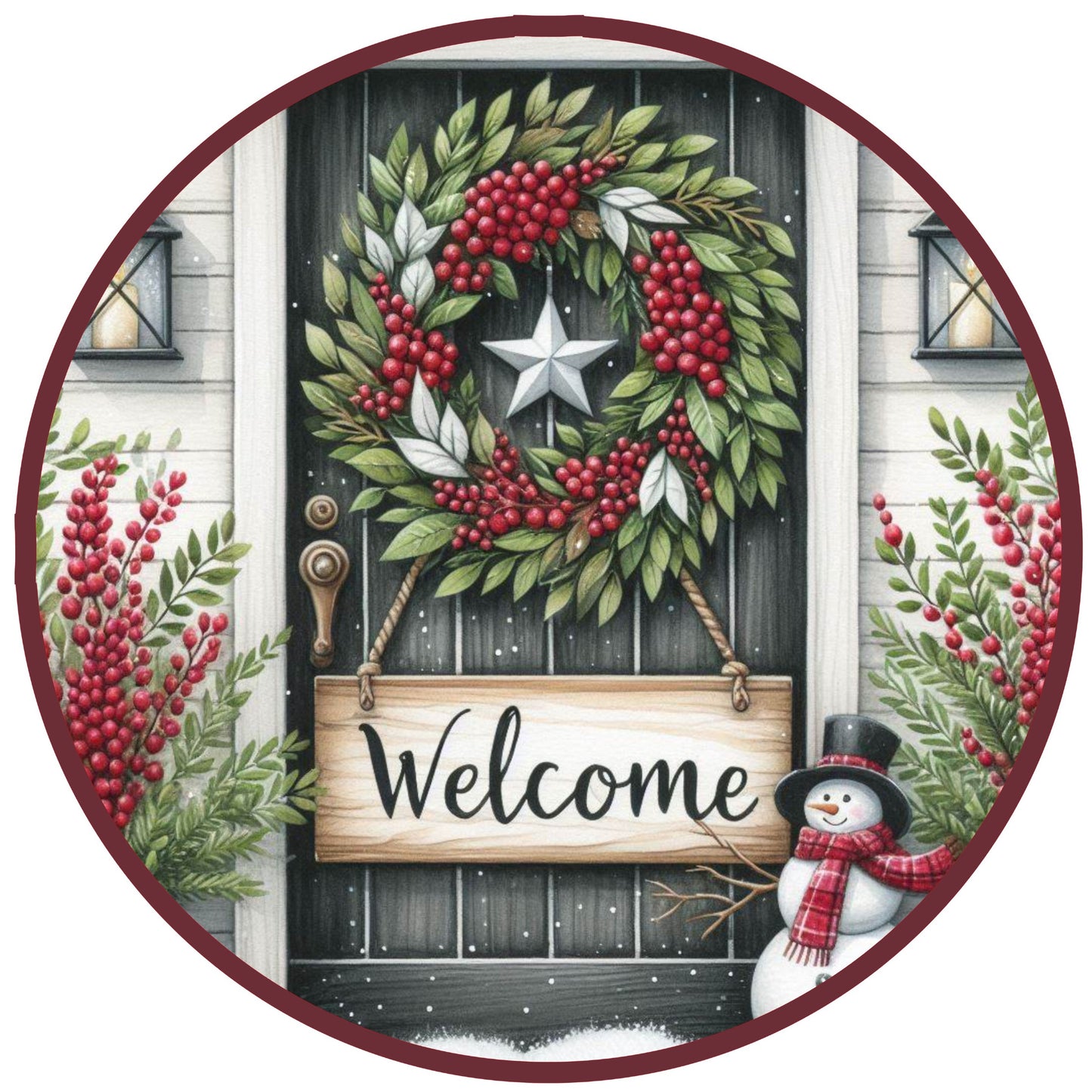 10" BLACK DOOR BERRY WREATH WREATH SIGN