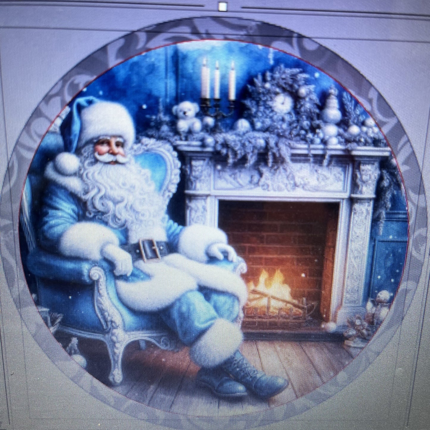 10" BLUE SANTA WREATH SIGN