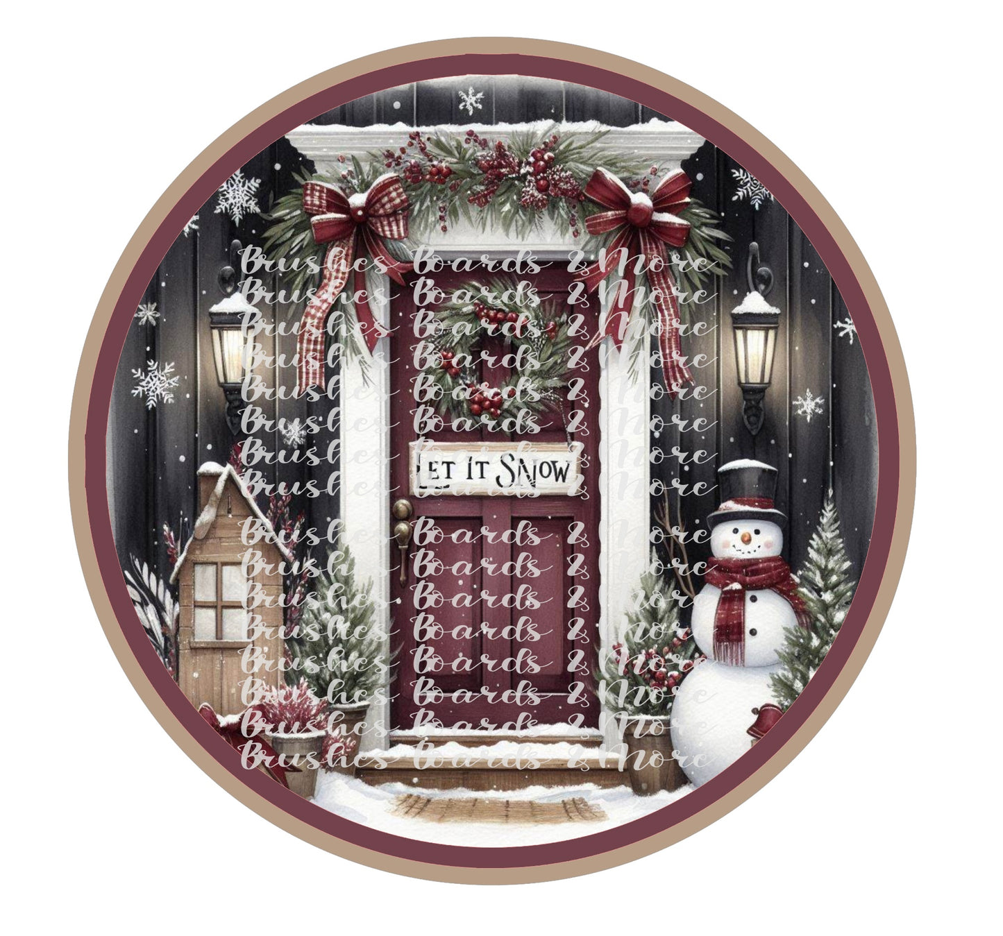 LET IT SNOW BURGANDY DOOR PNG