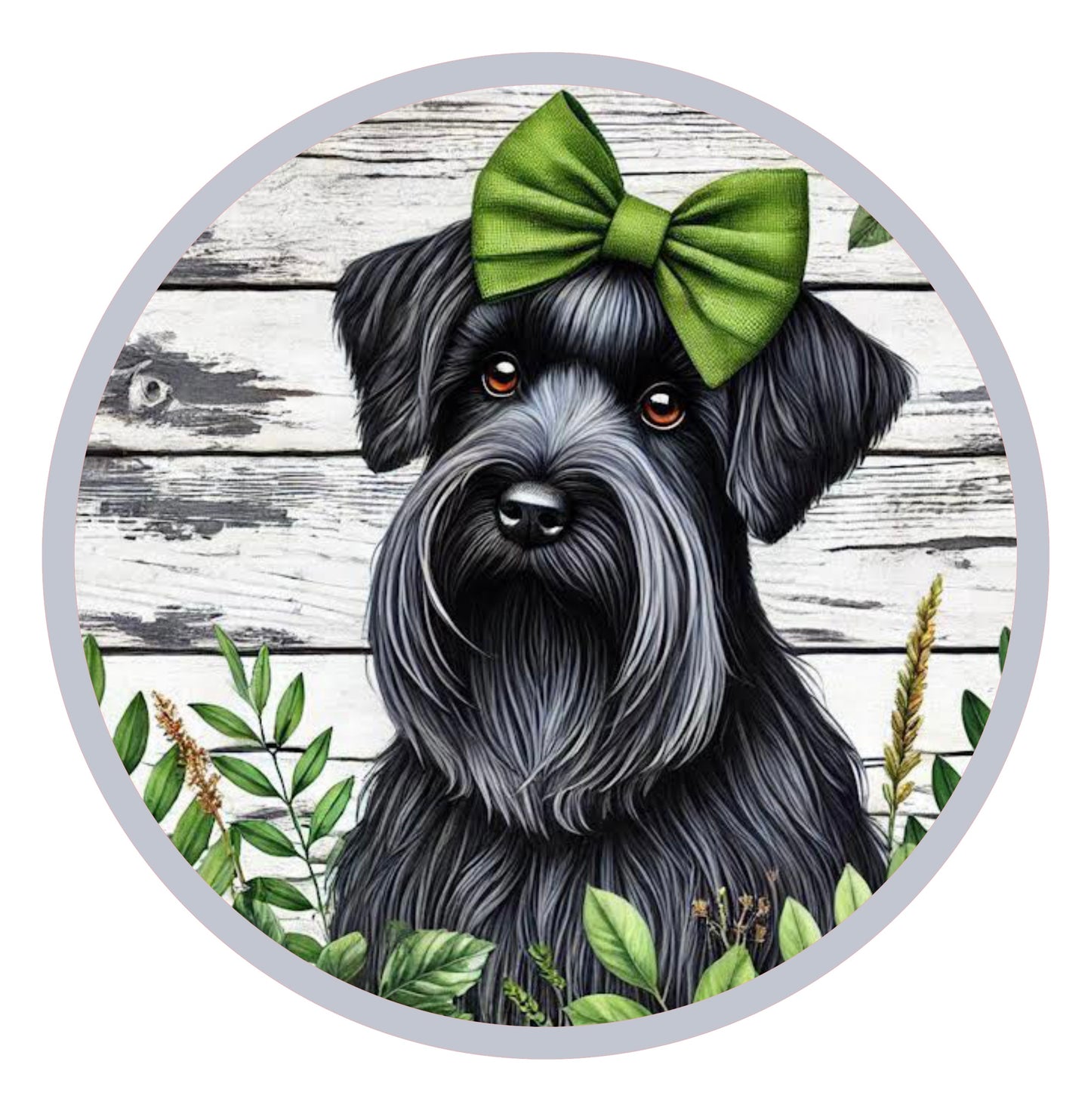 SCHNAUZER DOG WREATH SIGN