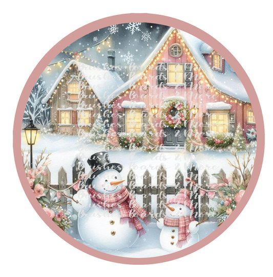 PINK AND GOLS SNOWMAN 1 DOOR PNG