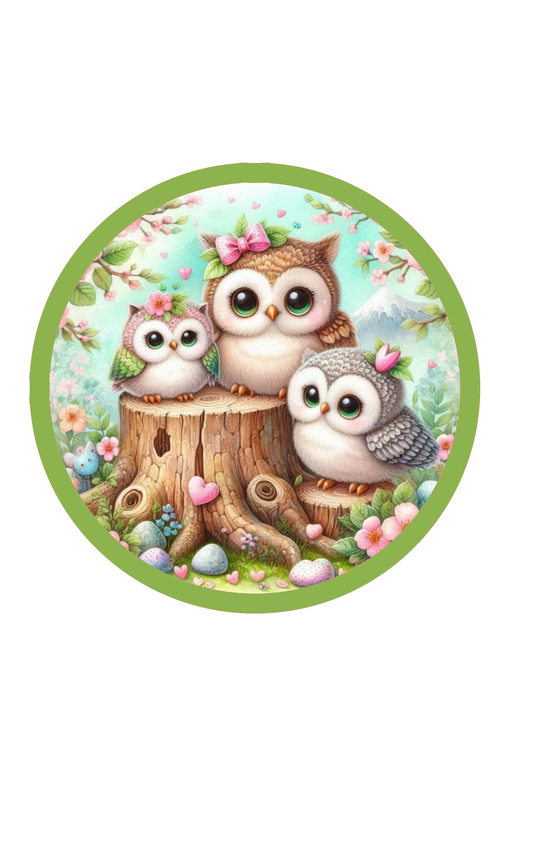 10” SPRING OWLS WREATH SIGN