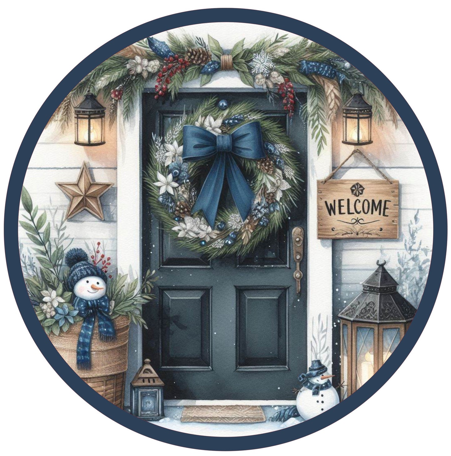 10" FARMHOUSE BLUE DOOR WREATH SIGN