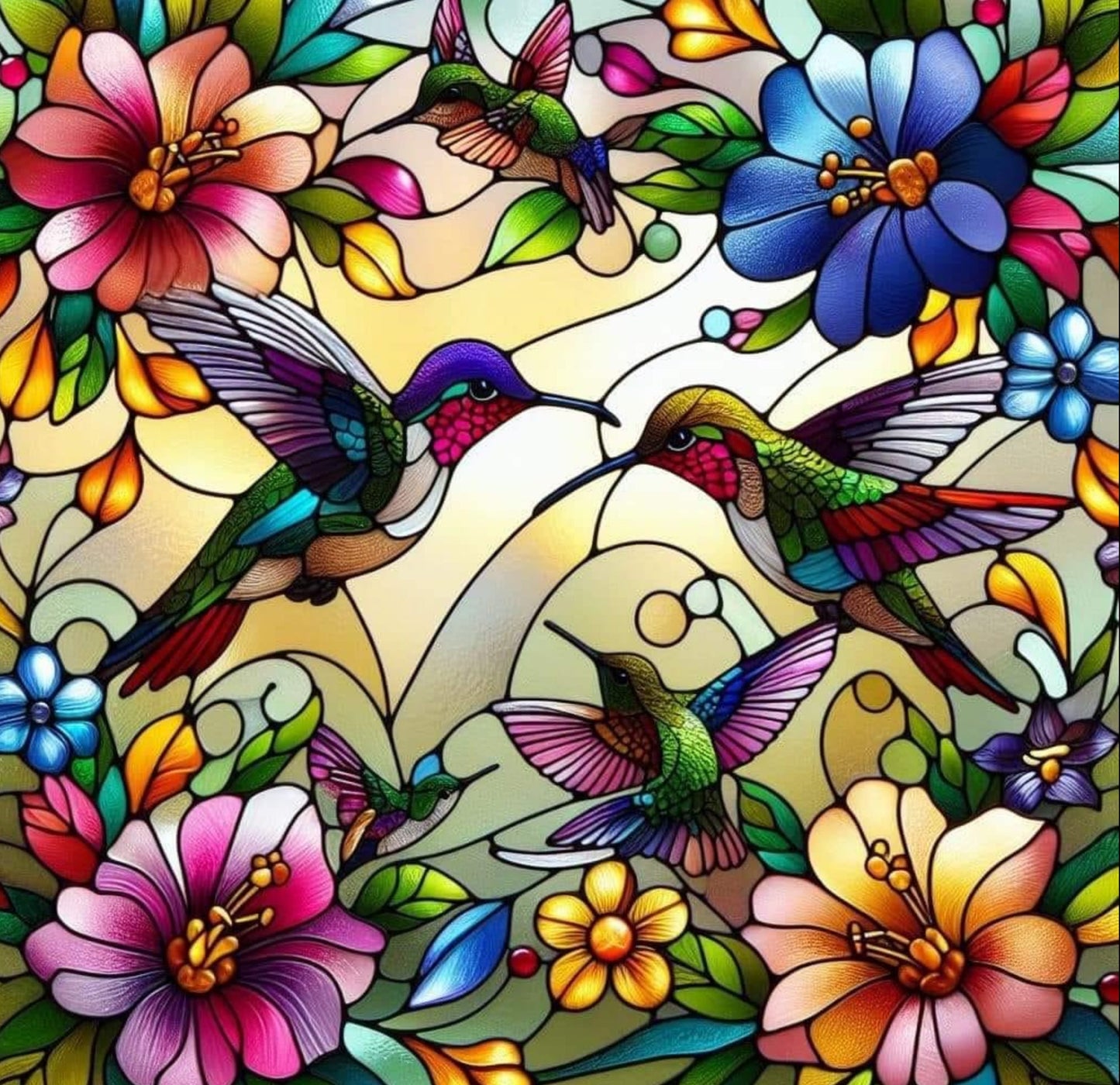 STAINED GLASS HUMMINGBIRD TUMBLER