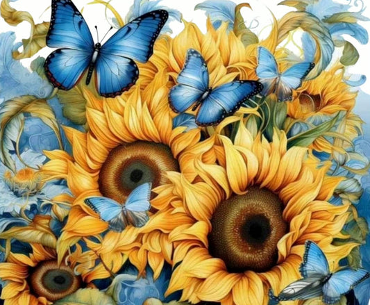 BLUE BUTTERFLY SUNFLOWER TUMBLER