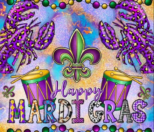 HAPPY MARDI GRAS TUMBLER