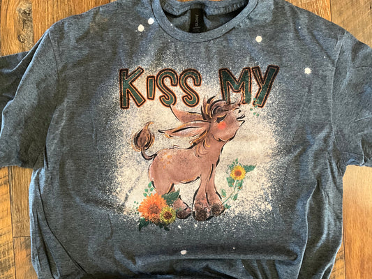 KISS MY ASS DONKEY BLEACHED T-SHIRT