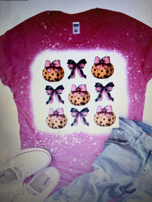 PUMPKINS AND BOWS BLEACHED T-SHIRT