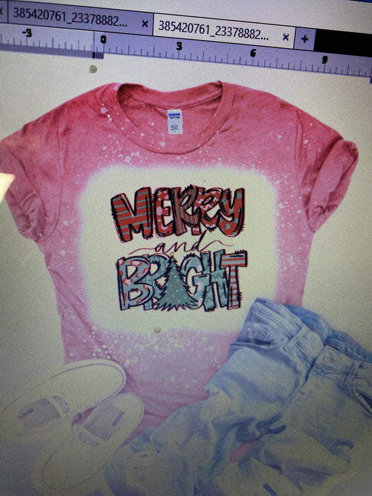 MERRY AND BRIGHT BLEACHED T-SHIRT