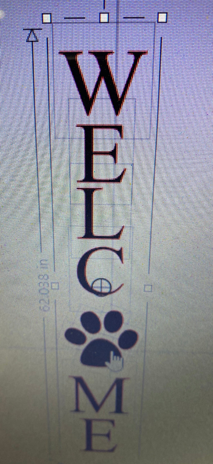 TALL PAW PRINT WELCOME STENCIL