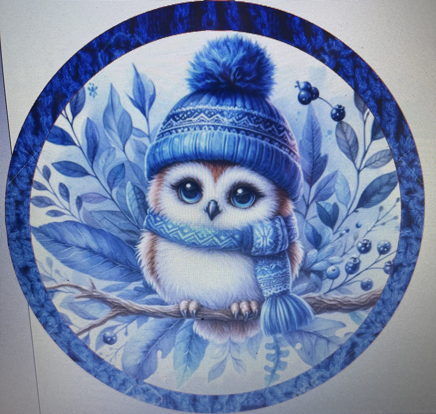 10" BLUE WINTER OWL WREATH SIGN