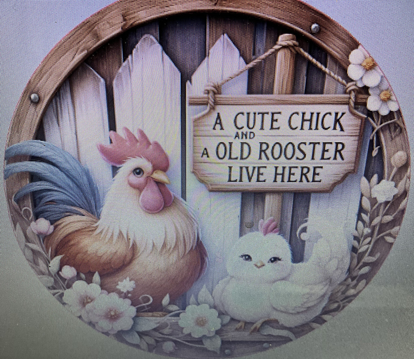 10" A CUTE CHICK WREATH SIGN