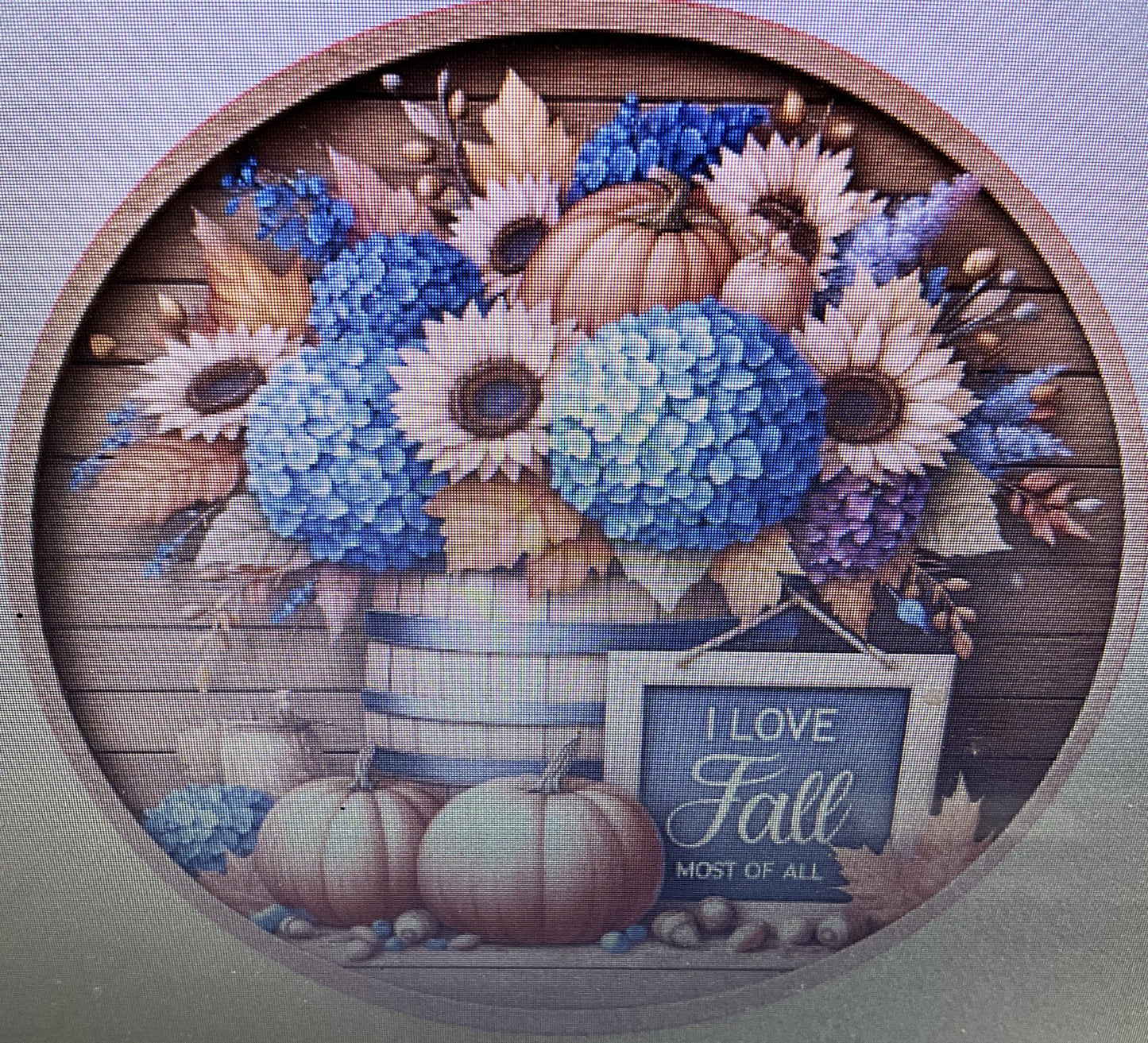 10" I LOVE FALL BARELL WREATH SIGN