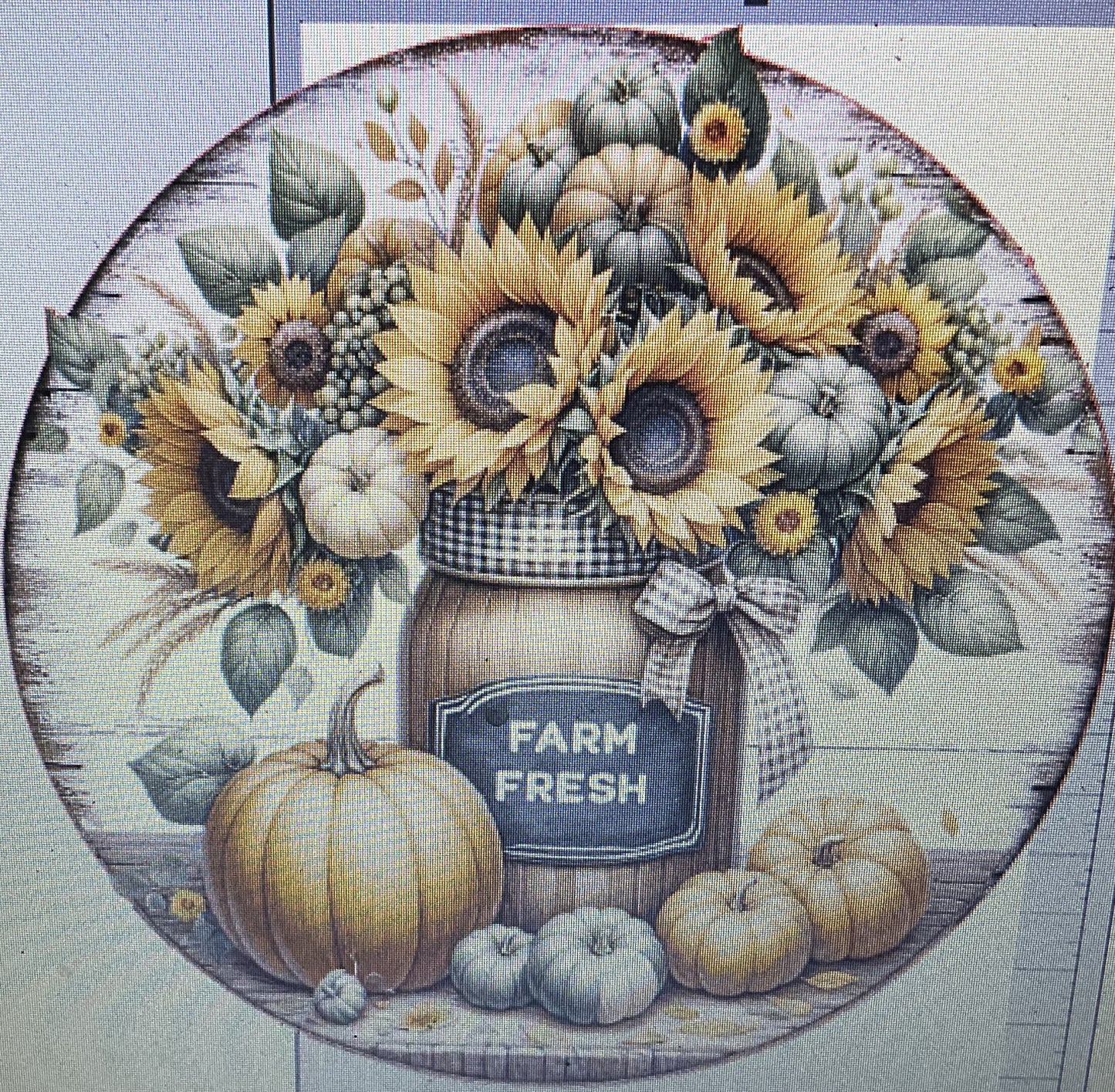 10" FARM FRESH SUNFLOWERS WREATH SIGN