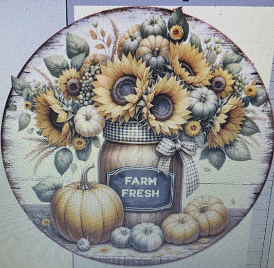 10" FARM FRESH SUNFLOWERS WREATH SIGN