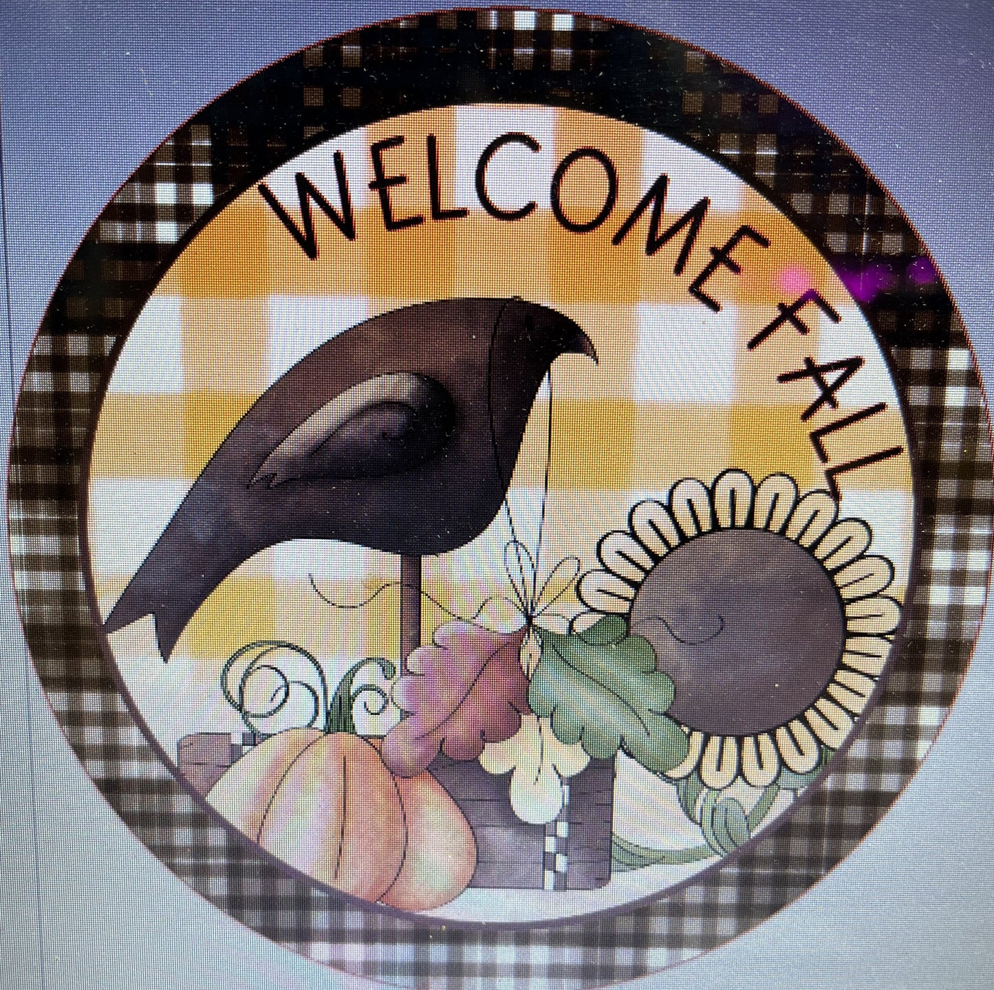 10" WELCOME FALL CROW PRIMITIVE WREATH SIGN