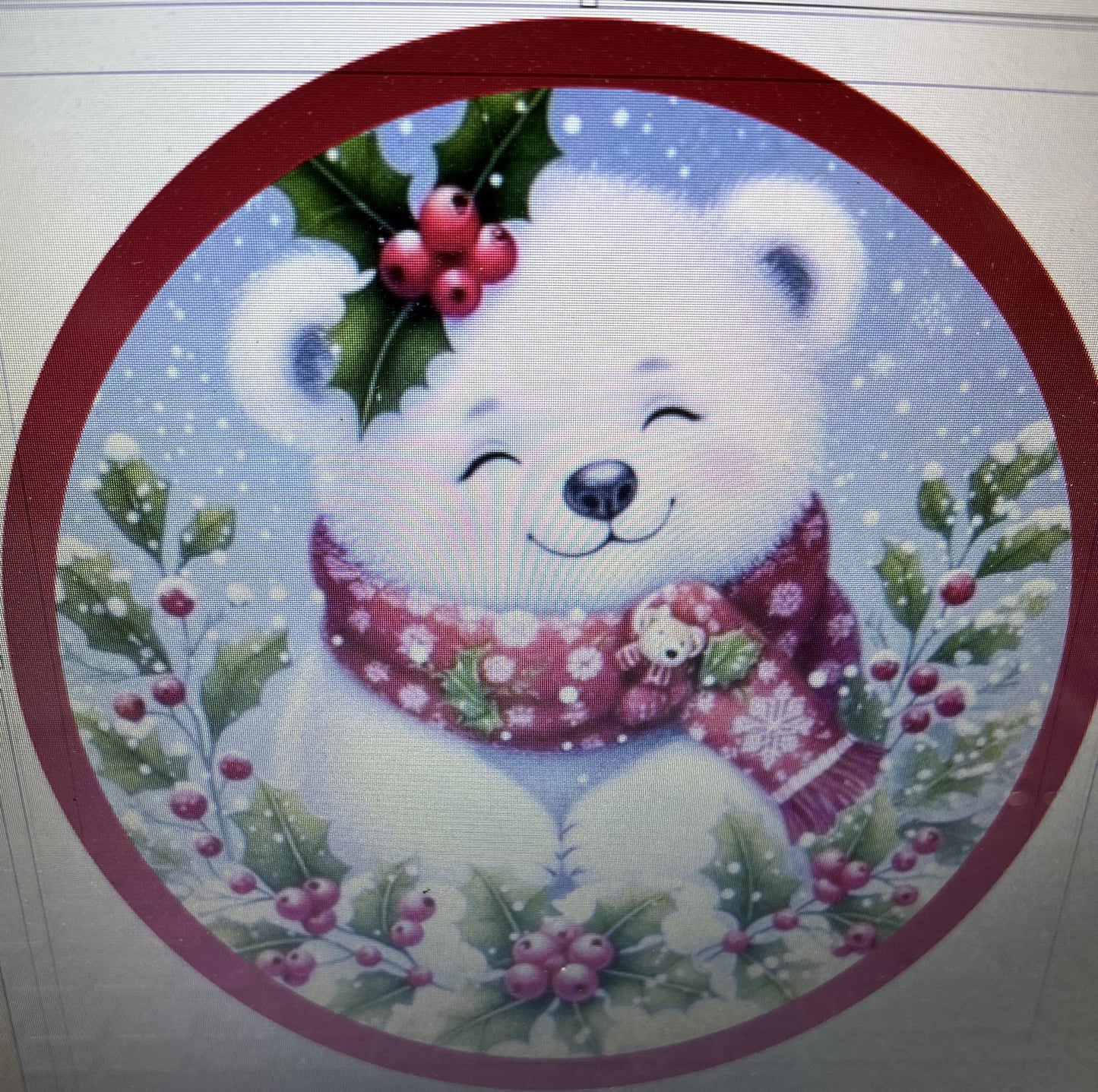 10" POLAR BEAR HOLLY WREATH SIGN