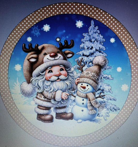 10" BLUE SANTA GNOME WREATH SIGN