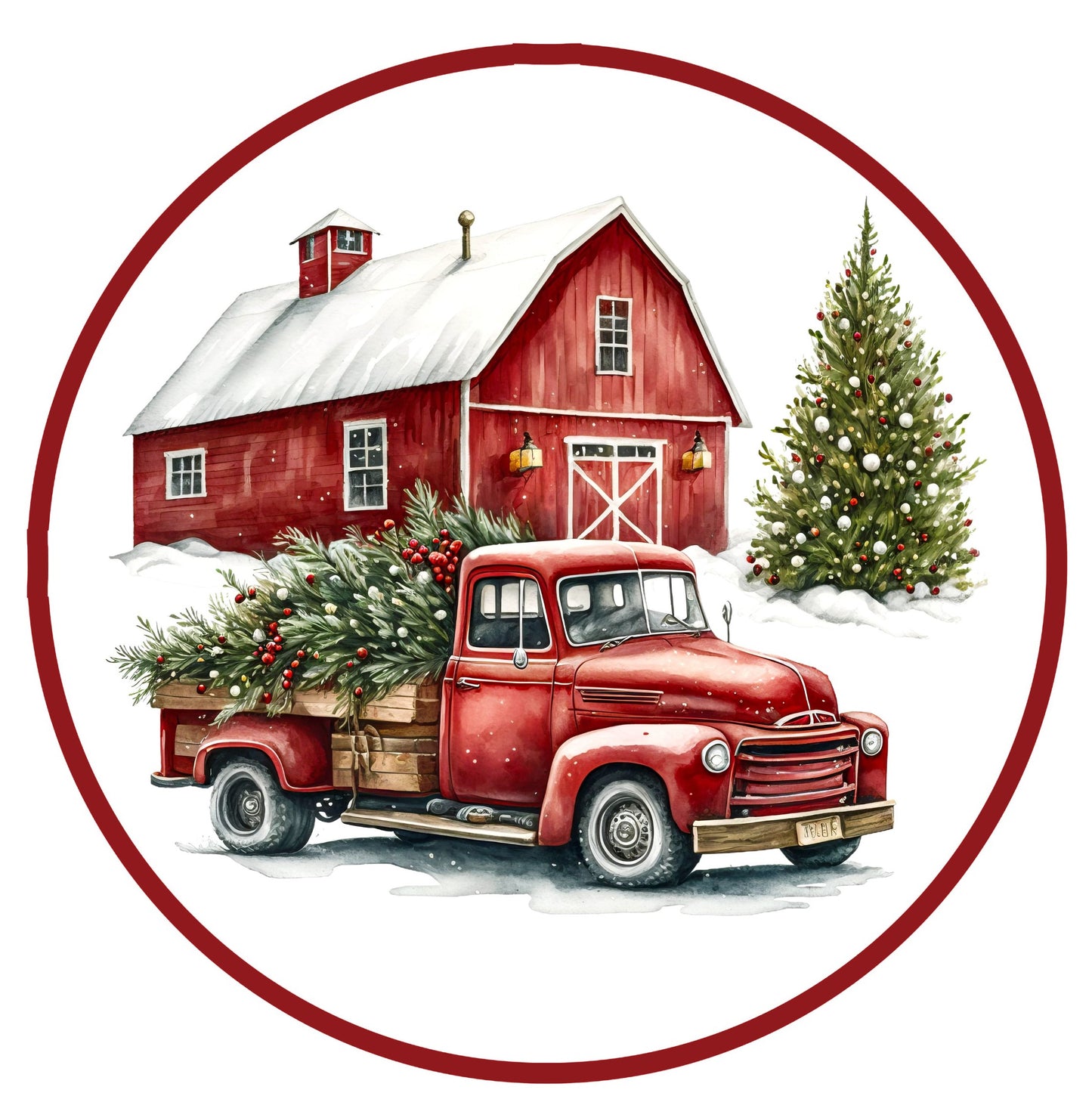 10" TRUCK AND BARN WREATH SIGN