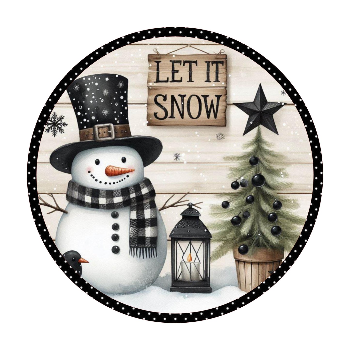 10" LET IT SNOW WREATH SIGN